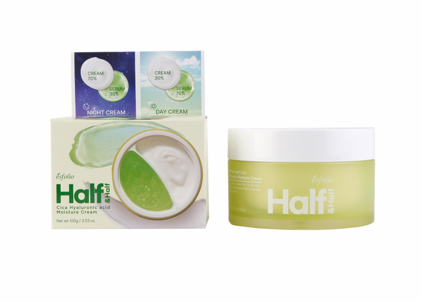 ESFOLIO- Crema Hidratante Mitad & Mitad Cica + Ácido Hialurónico